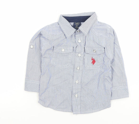 Boys UK Size 2 Years U.S. Polo Assn. Blue Basic Button-Up