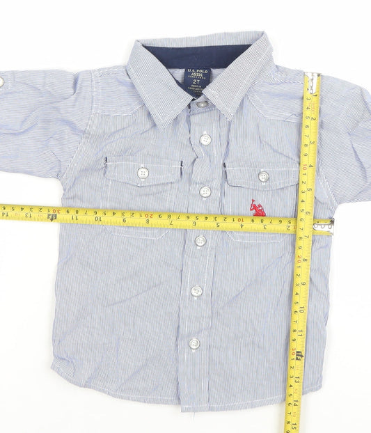 Boys UK Size 2 Years U.S. Polo Assn. Blue Basic Button-Up