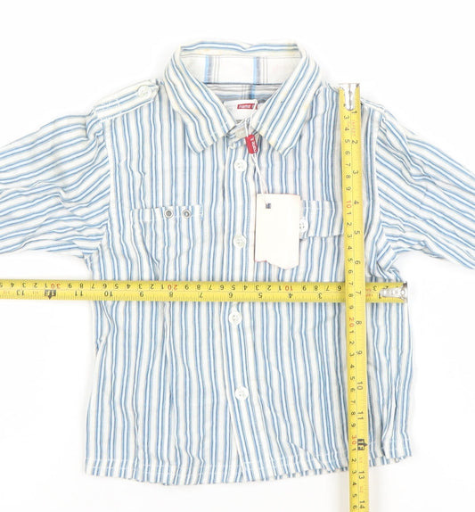 Name It Boys Blue Striped Cotton Long Sleeve Button-Up Shirt 9-12 Months
