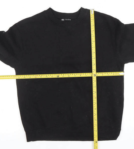 ZARA Men's Black Crew Neck Sweatshirt Size S Regular Fit