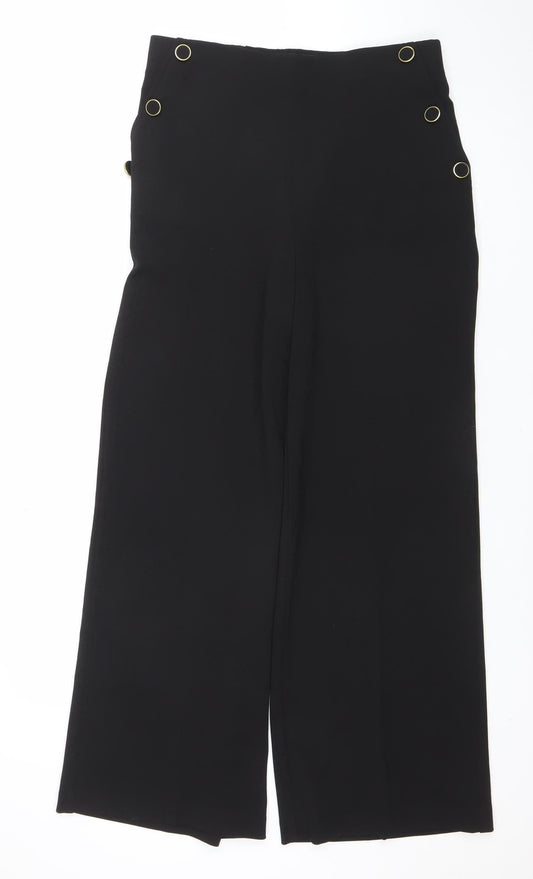 Womens UK Size 12 F&F Regular Fit Cropped Black Trousers