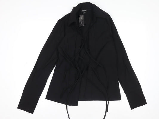 Womens UK Size 10 Boohoo Regular Black Suit Top