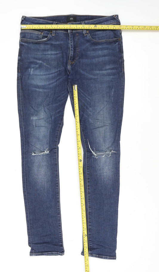 Mens UK Size 32R River Island Slim Fit Skinny Blue Jeans