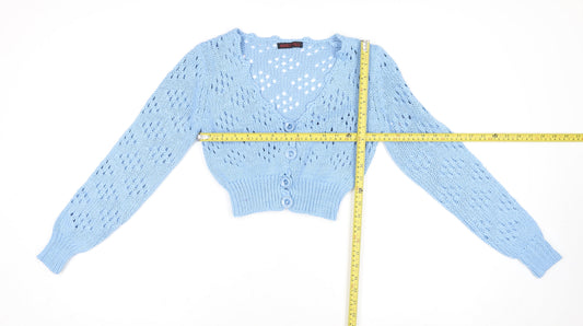 Womens UK Size M Marco Polo Blue Cardigan Jumper