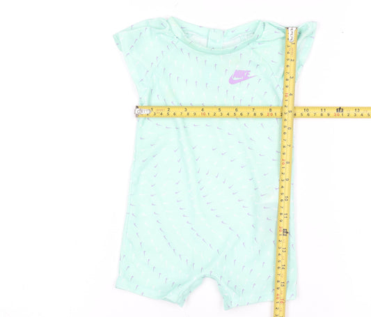 Nike Unisex Baby Green Romper 6-9 Months Lightweight Logo Summer Playsuit