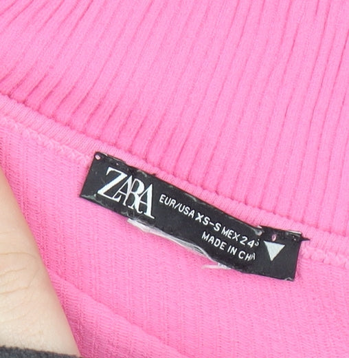 Womens UK Size XS Zara Pink Cropped Tank