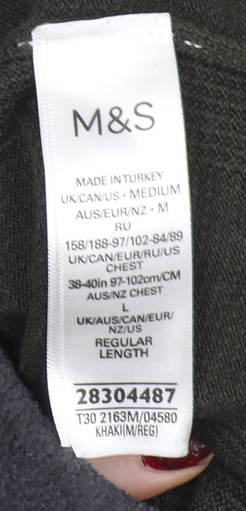 Marks and Spencer Men's Green Collared Cotton Cardigan M