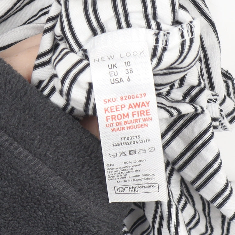 New Look Womens White Striped Cotton Jersey Peplum T-Shirt Size 10