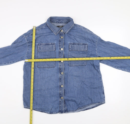 Dunnes Men Blue Denim Long Sleeve Button-Up Shirt Size L