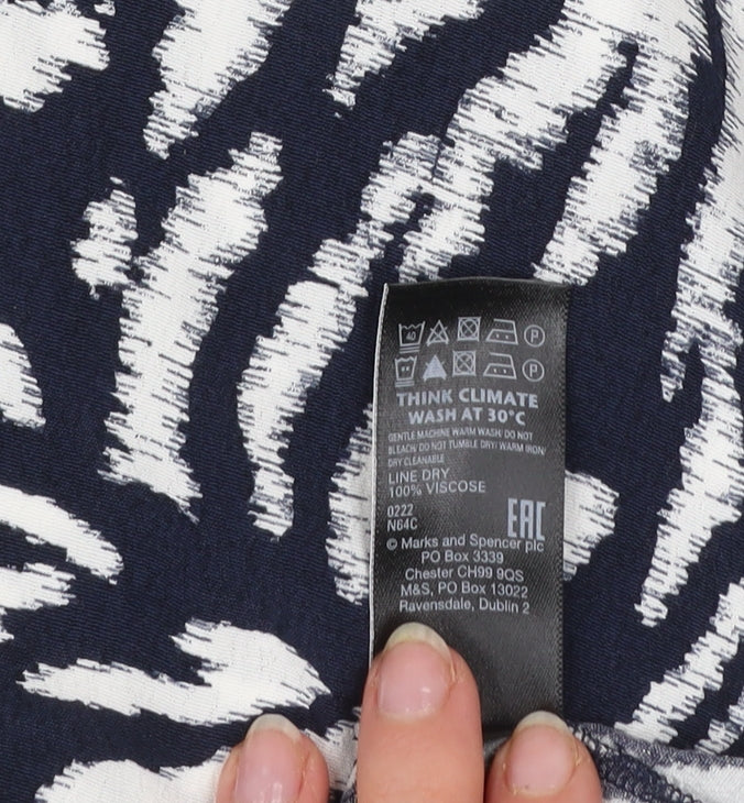 Marks and Spencer Women Blue Zebra Print Short Sleeve Shift Dress Size 10