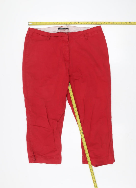 St. Bernard Women Red Cotton Stretch Capri Trousers Size 16