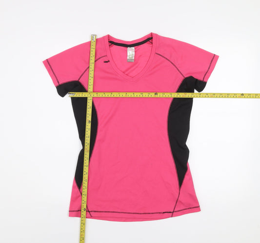 Regatta Womens Pink Black V-Neck Short Sleeve Activewear T-Shirt UK 10