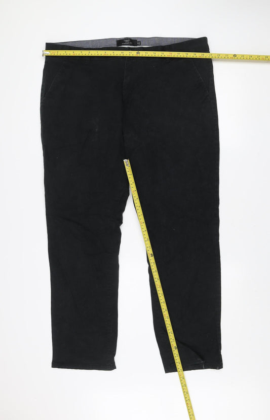 Next Men Black Corduroy Chino Trousers 40W 31L Regular Fit