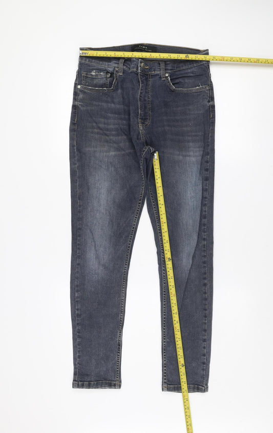 Zara Mens Blue Slim Fit Straight Denim Jeans Size 32