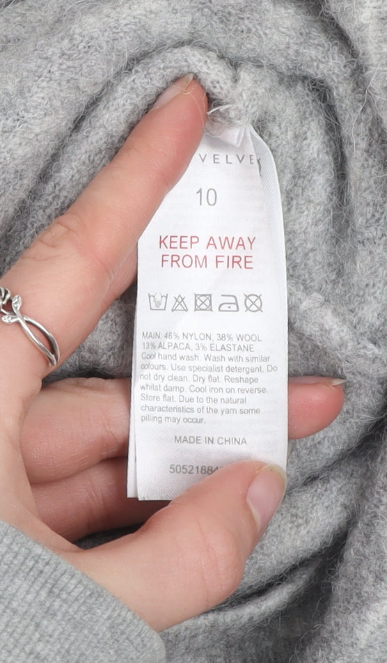 Mint Velvet Women Grey Size 10 Jumper Dress Wool Blend Long Sleeve