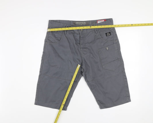 Centered Men's Grey Cargo Shorts Size 36 Regular Fit Polyester Cotton