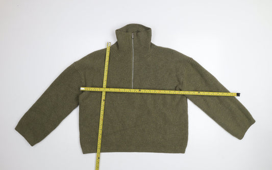 Womens UK Size 12 H&M Green 1/2 Zip Jumper