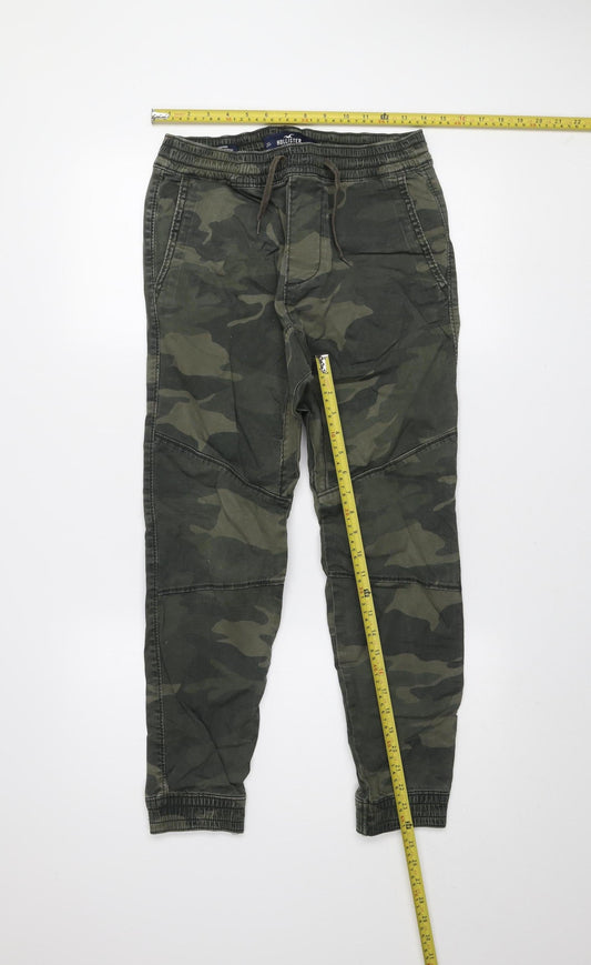 Hollister Men's Green Camouflage Jogger Trousers XS