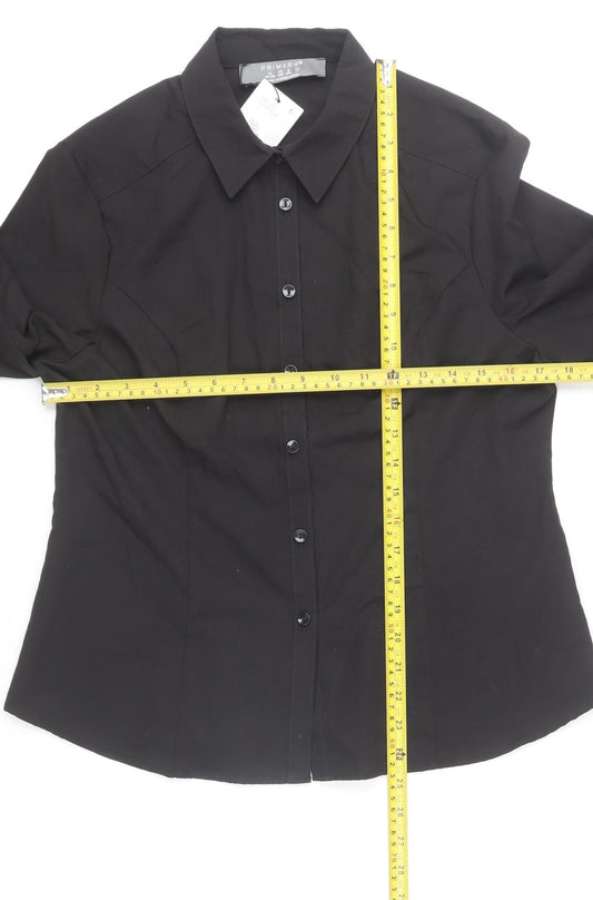 Womens UK Size 12 Primark Black Basic Button-Up