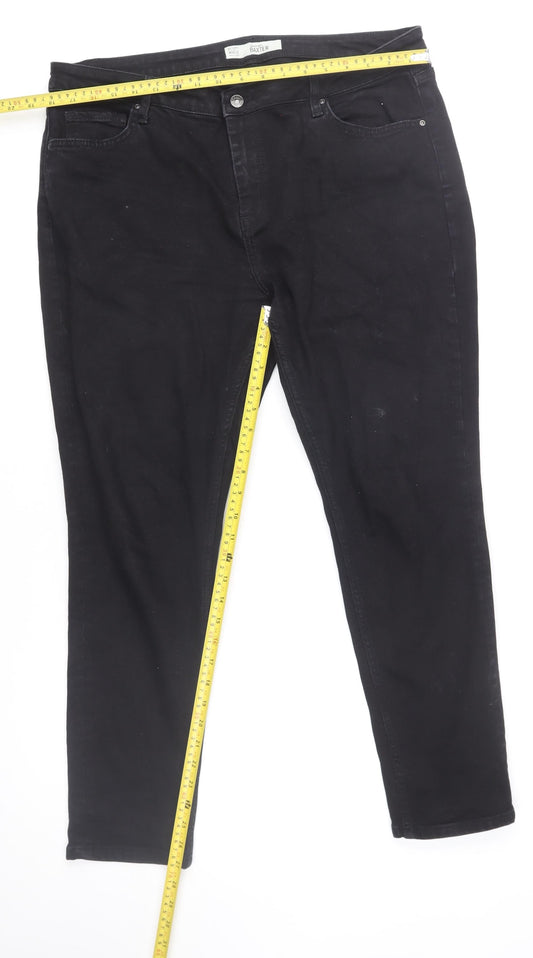 Mens UK Size L Topshop Regular Fit Straight Black Jeans