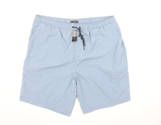 Additional front view of Dunnes men’s blue 2xl swim shorts elastic waist lined quick dry
