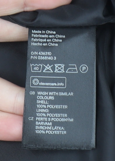 H&M Women Black Mid-Length Open Front Coat Size 12