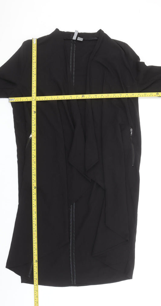 H&M Divided Black Women's Size 12 Mid-Length Open Trench Coat