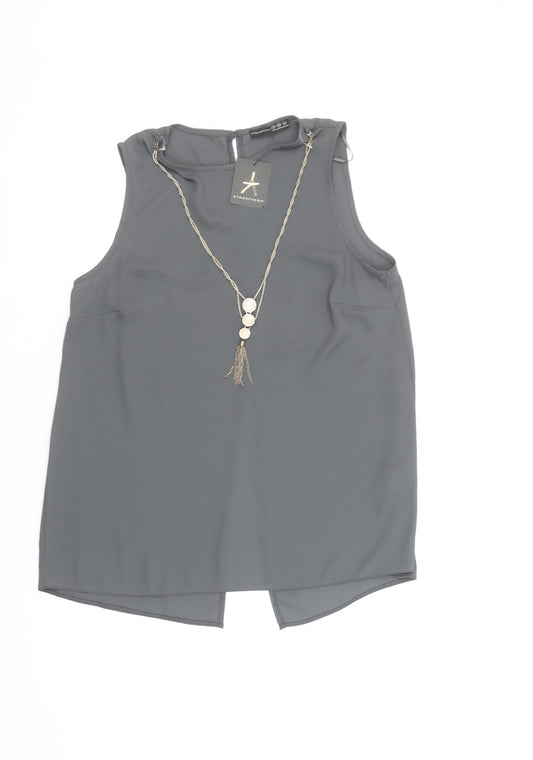 Womens UK Size 12 Atmosphere Grey Tunic Blouse