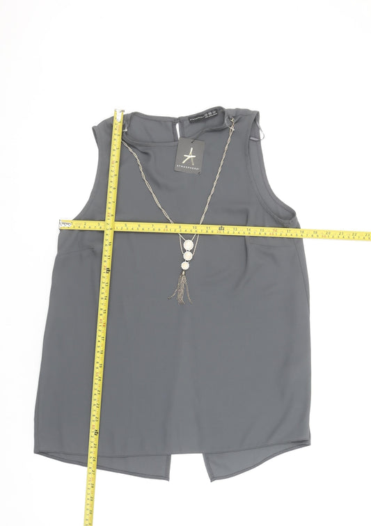 Womens UK Size 12 Atmosphere Grey Tunic Blouse