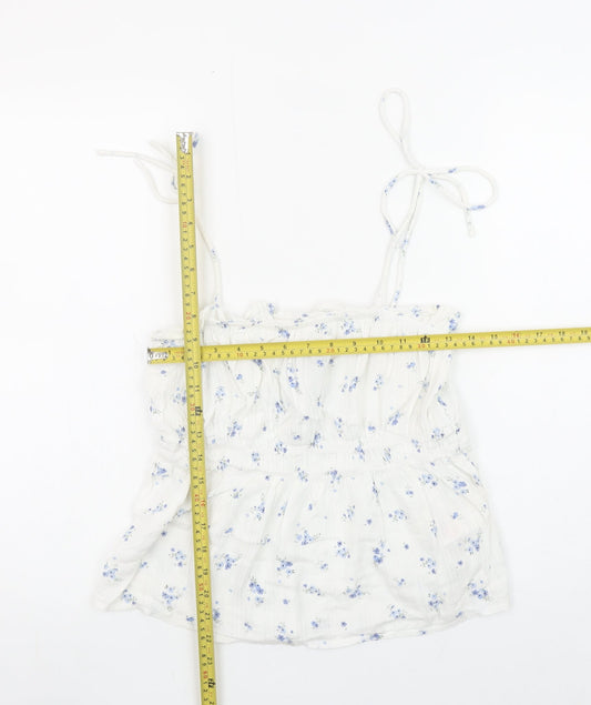 New Look Women's White Floral Camisole Tank Top Size 10