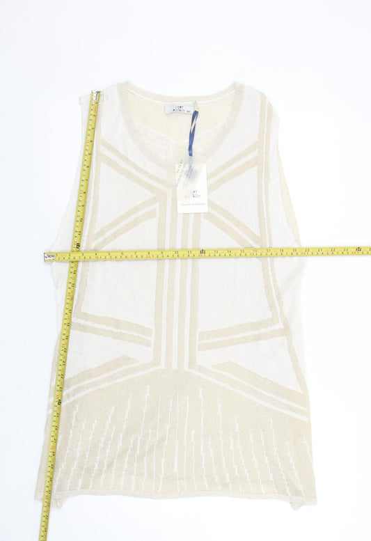 Womens UK Size M/L Lady District Beige Vest Jumper