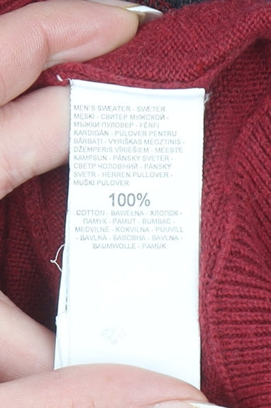 Reserved Men's Red Cotton Crew Neck Pullover Jumper L