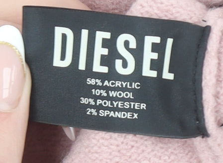 Diesel Women’s Pink Mock Neck Wool Blend Jumper Size M