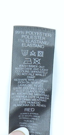 Dunnes Women Red Floral V-Neck A-Line Knee Length Dress Size M