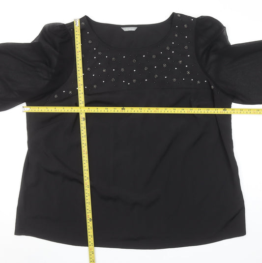 Womens UK Size 22 Marks and Spencer Black Tunic Blouse