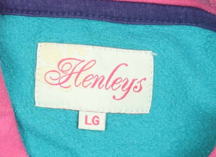 Girls UK Size L Henleys Blue Pullover Hoodie