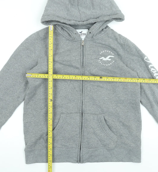 Hollister Womens Grey Full Zip Hoodie Small Cotton Blend Casual