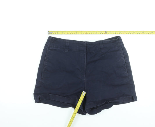 H&M Women Navy Blue Chino Shorts Size 14 Cotton Blend Casual