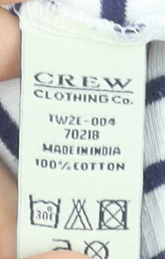 Crew Clothing Co. Women's White Navy Striped Long Sleeve Cotton Top Size 12