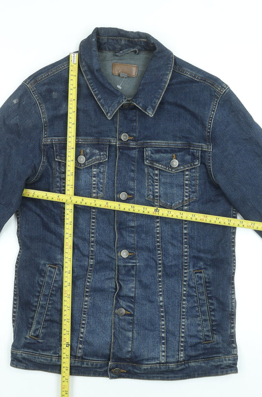 ASOS Men’s Blue Denim Basic Jacket Size L Regular Fit Cotton Blend