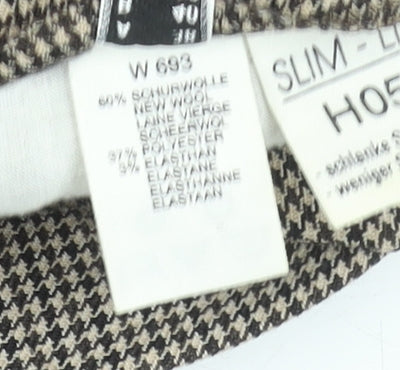 Gardeur Women's Brown Houndstooth Wool Slim Trousers Size 12