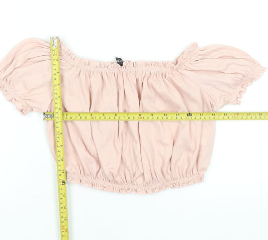 Womens UK Size 12 H&M Pink Cropped Blouse