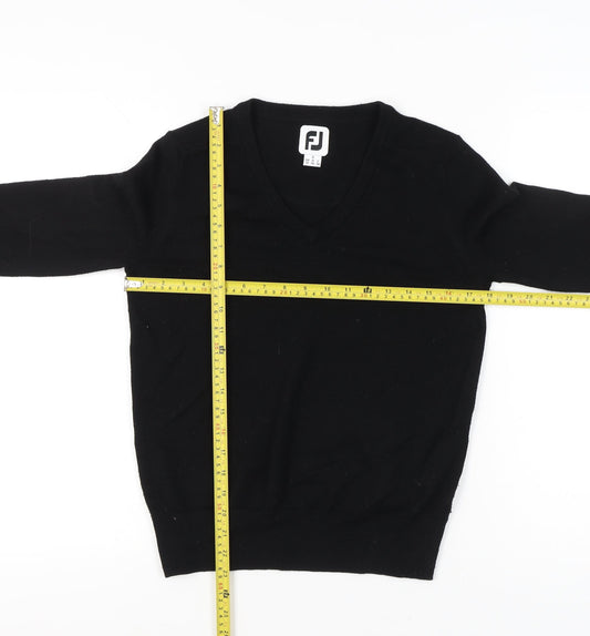 FootJoy Men's Black Small V-Neck Lambswool Pullover Jumper
