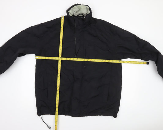 Mens UK Size L Easy Black Windbreaker Coat