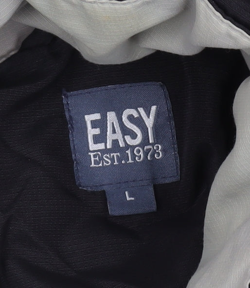Mens UK Size L Easy Black Windbreaker Coat