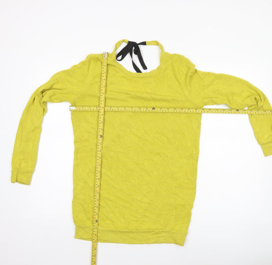 Womens UK Size 6 River Island Yellow Wrap Jumper