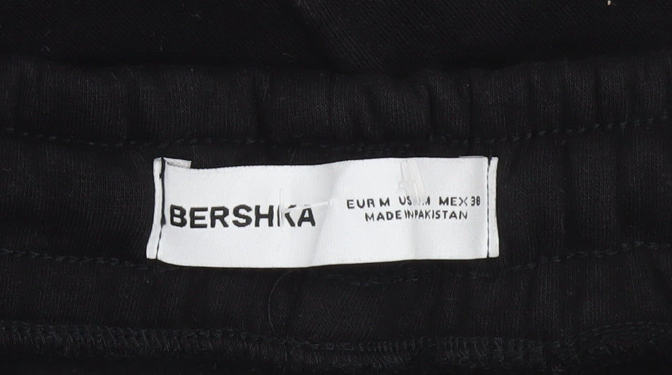 Bershka Womens Black Jogger Trousers Size 10 Cotton Blend