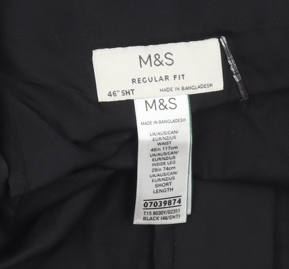 Marks and Spencer Men's Black Regular Fit Dress Pants 46S