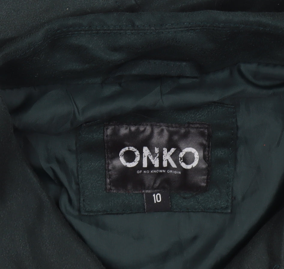 Womens UK Size 10 ONKO Black Biker Coat