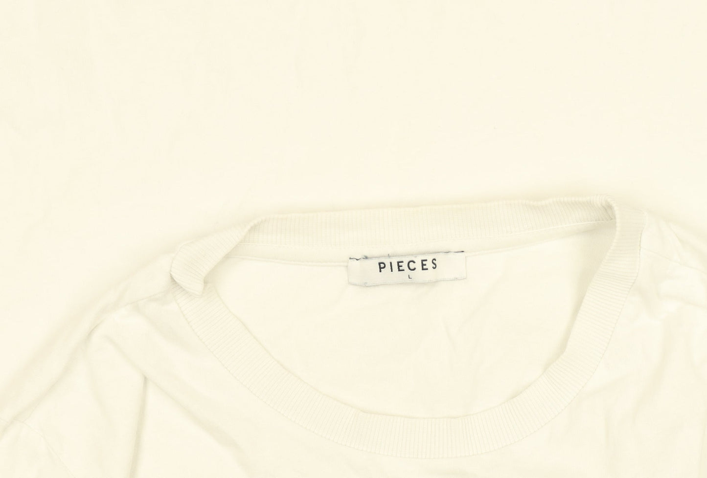 Womens UK Size L Pieces White Basic T-Shirt